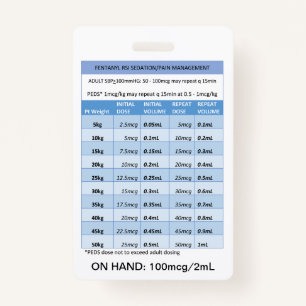 QUICK DOSING RE: FENTANYL FOR RSI SEDATION & PAIN BADGE