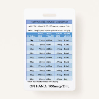 QUICK DOSING RE: FENTANYL FOR RSI SEDATION & PAIN BADGE