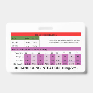 Quick Dosing RE: Midazolam RSI Induction/Sedation Badge