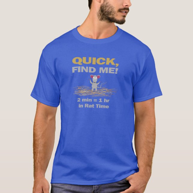 "Quick, Find Me!" Barn Hunt dark Tee (Front)