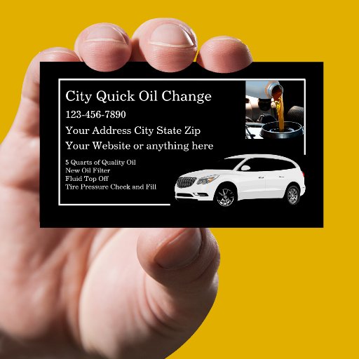 Customizable Quick Oil Change Automotive Service Business Card