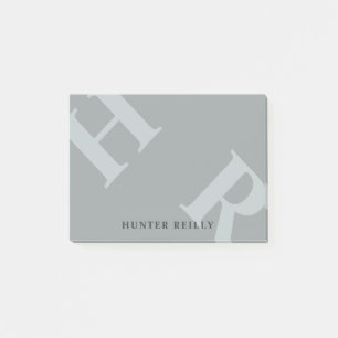 Quick Silver Gray Tilted Initials & Name Post-it Notes
