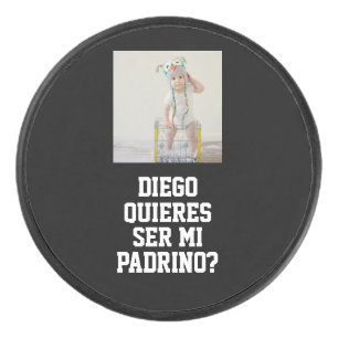 Quieres Ser Mi Padrino Godparent Proposal Sports Hockey Puck