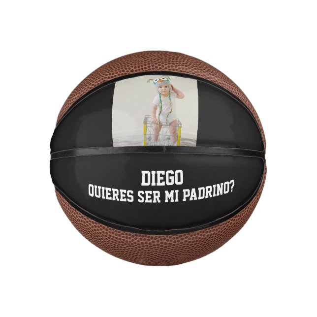 Quieres Ser Mi Padrino Godparent Proposal Sports Mini Basketball (Front)