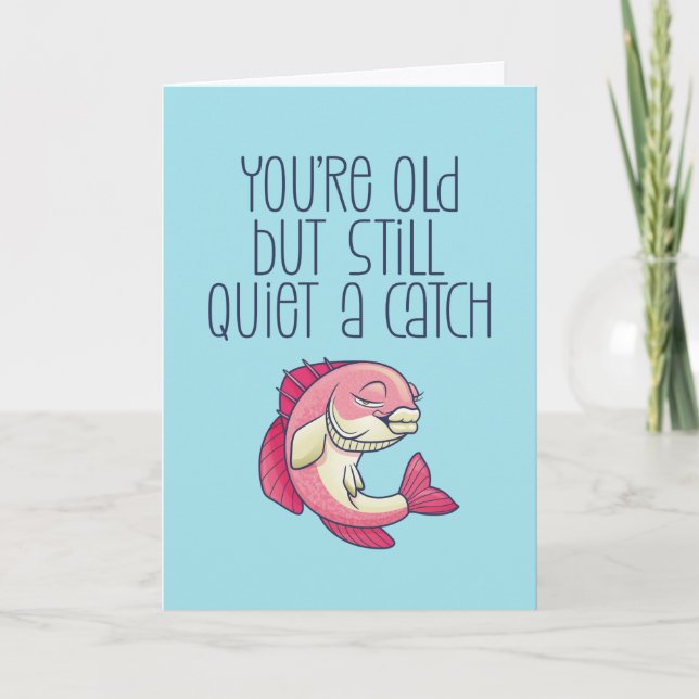 Quiet A Catch Cute Fishing Pun Funny Birthday Card (Front)