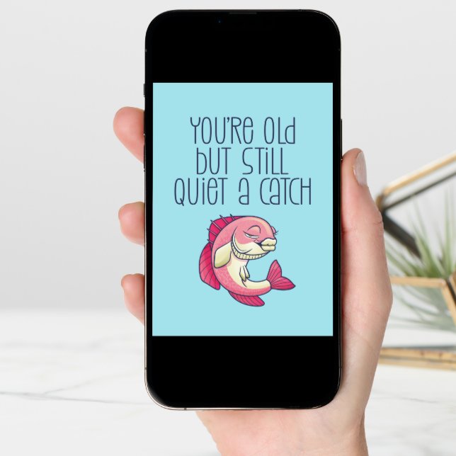 Quiet A Catch Cute Fishing Pun Funny Birthday Card (Front Digital)