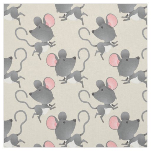 Quiet as a Mouse Cute Animal Pattern Fabric