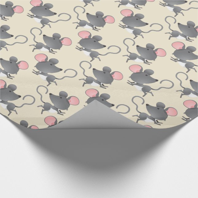 Quiet as a Mouse Cute Animal Pattern Wrapping Paper (Corner)