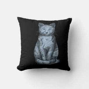 Quiet Awareness Cosmic Cat Meditation Throw Pillow