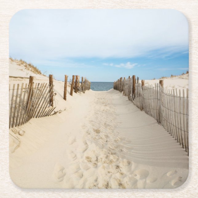 Quiet Beach Square Paper Coaster (Front)