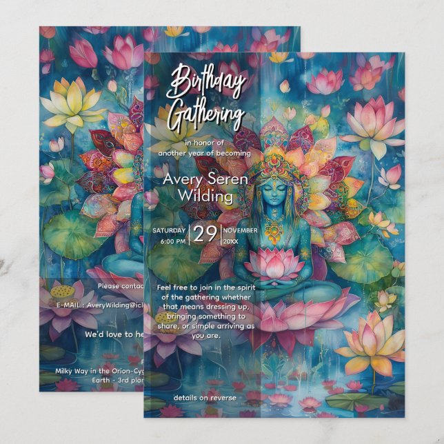 Quiet Becoming | Lotus Flower Design Invitation (Front/Back)