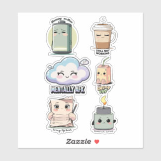Quiet Burnout Sticker Sheet | Soft Tired Stickers 