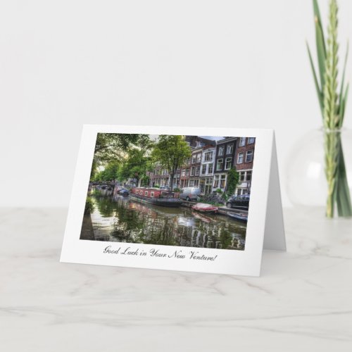 Quiet Canal Scene _ Good Luck in New Venture Card