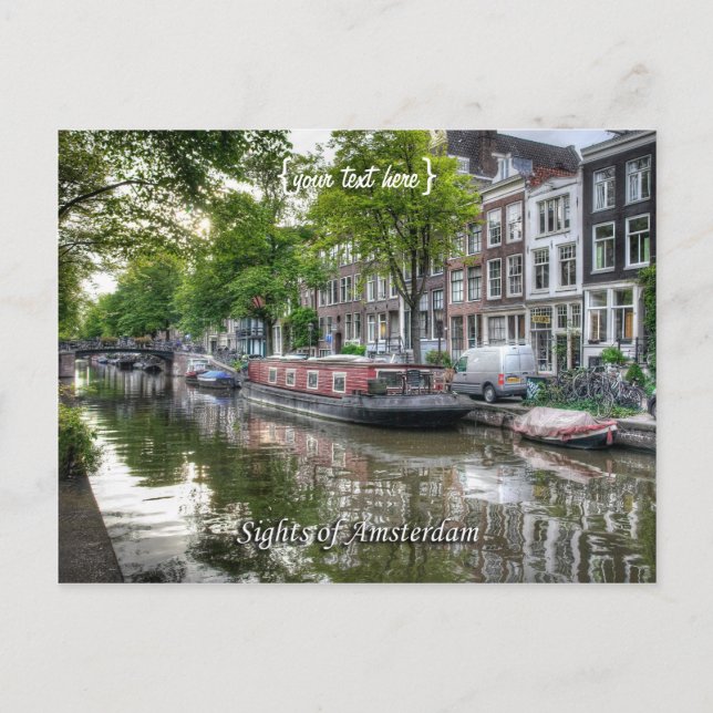 Quiet Canal Scene, Sights of Amsterdam Postcard (Front)