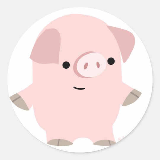 Quiet Cartoon Pig round sticker