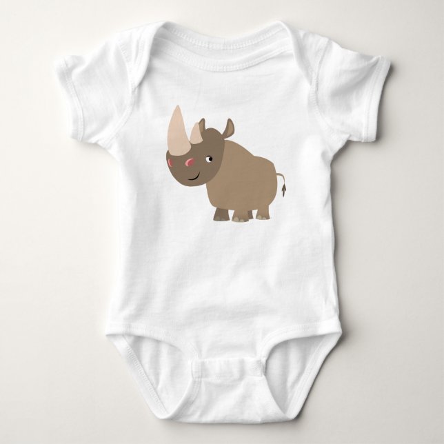 Quiet Cartoon Rhino Baby Apparel Baby Bodysuit (Front)