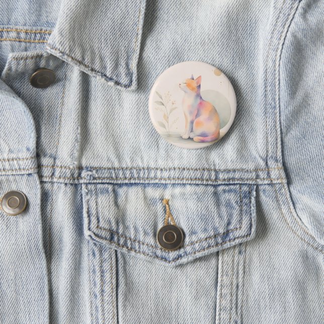 Quiet Cat in Moonlight Button (In Situ)