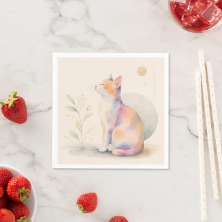 Quiet Cat in Moonlight Napkins