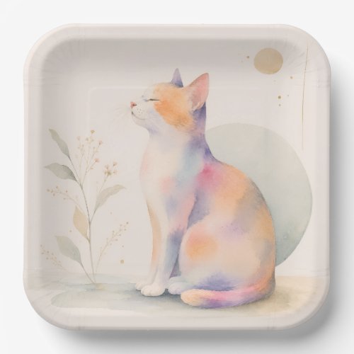 Quiet Cat in Moonlight Paper Plates