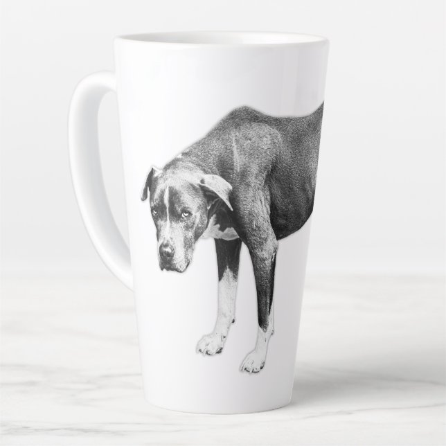 Quiet Check-In – Soft-Eyed Side Pose Latte Mug (Left Angle)