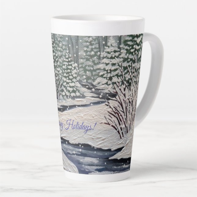 Quiet Christmas Forest Latte Mug (Right Angle)