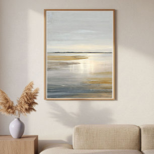 Quiet Coastal Flats Minimal Abstract Landscape Art Poster