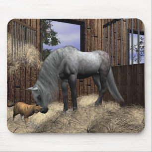 Quiet Companions Horse and Cat Mousepad