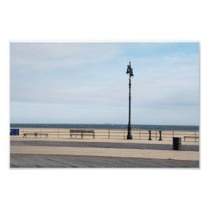 Quiet Coney Island NYC boardwalk scene Photo Print