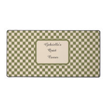 Quiet Corner Green and Beige Checkered Desk Mat