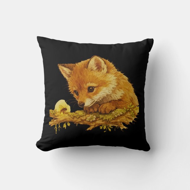 Quiet Curiosity Storybook Animal Accent Throw Pillow (Front)