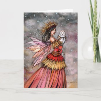 Quiet Ember Fairy And Owl Fantasy Art Card by robmolily at Zazzle