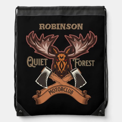 Quiet Forest Motorclub Cool bike dad personalize Drawstring Bag