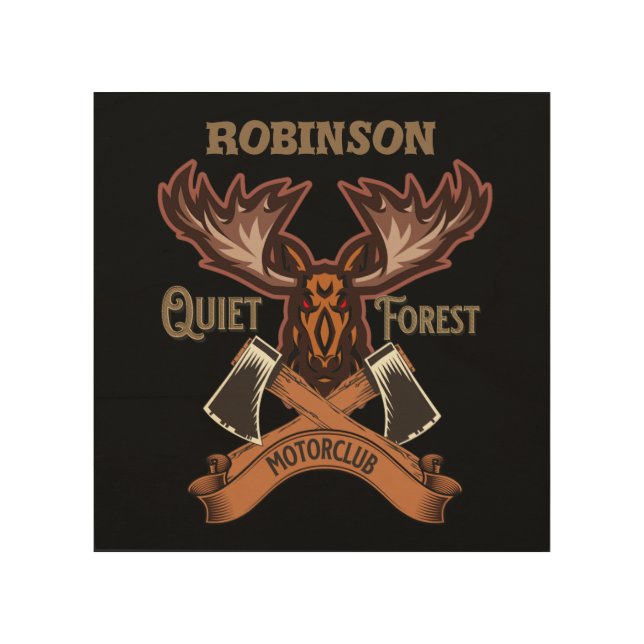 Quiet Forest Motorclub, Cool bike dad personalize Wood Wall Art (Front)