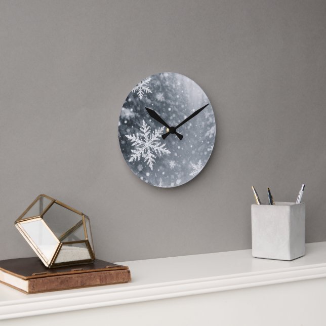 Quiet Forest Snowflake Acrylic Wall Clock (Office)