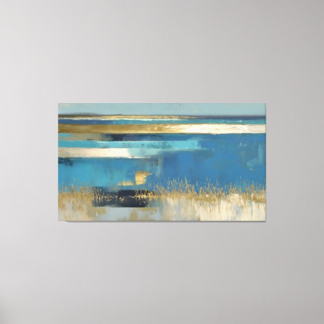 Quiet Horizon in Gold and Blue Canvas Print (Front)