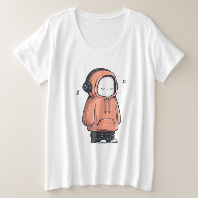 Quiet Introvert – Cozy Hoodie Cartoon Art Plus Size T-Shirt (Design Front)