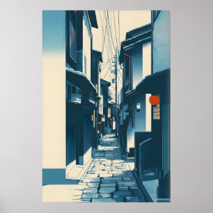 Quiet Kyoto Street Print Minimalist Japanese Wall