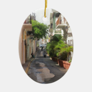Quiet Little Street of Puerto Rico Ceramic Ornament