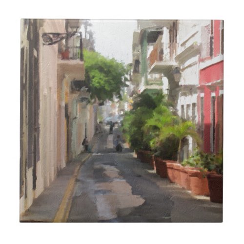 Quiet Little Street of Puerto Rico Ceramic Tile