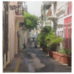 Quiet Little Street of Puerto Rico Napkin