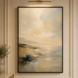 Quiet Luminous Coast Neutral Abstract Seascape Can Canvas Print