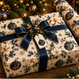 Quiet Luxury Blue Christmas Gift Wrapping Paper