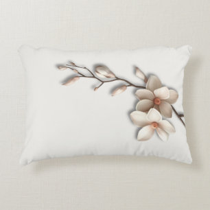 Quiet Luxury Botanical Magnolia Accent Pillow