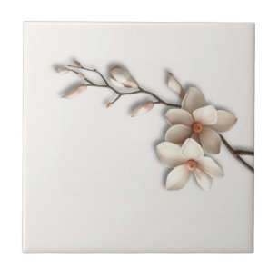 Quiet Luxury Botanical Magnolia Ceramic Tile