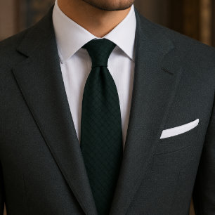 Quiet Luxury Emerald Green Basketweave Textured Pa Neck Tie