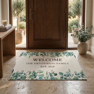 Quiet Luxury Eucalyptus Welcome Family Name Doormat