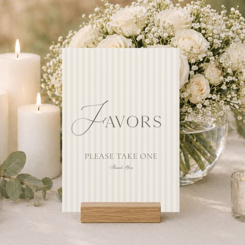 Quiet Luxury Ivory Wedding Favors Sign Invitation