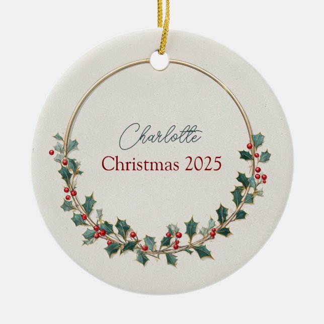Quiet Luxury Personalized Christmas Ornament (Front)