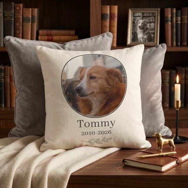 Quiet Luxury Pet Memorial Name & Date Keepsake Throw Pillow (Quiet Luxury Pet Memorial Name & Date Keepsake Throw Pillow)