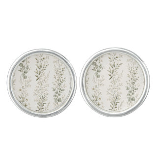 Quiet Luxury Sage Eucalyptus Wildflower Cufflinks